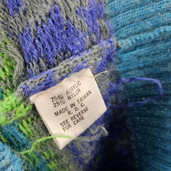 Vintage 80s Womens Ski Road Shop Sweater Blue Fair Isle Knit Pullover Size S - Picture 3 of 5